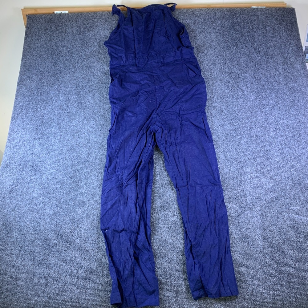 Urban Outfitters Jumpsuit Womens 6 Royal Blue Back Zip Halter Neck Straight Leg
